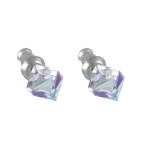 Náušnice se Swarovski Elements kostka Vitrail Light 6 mm