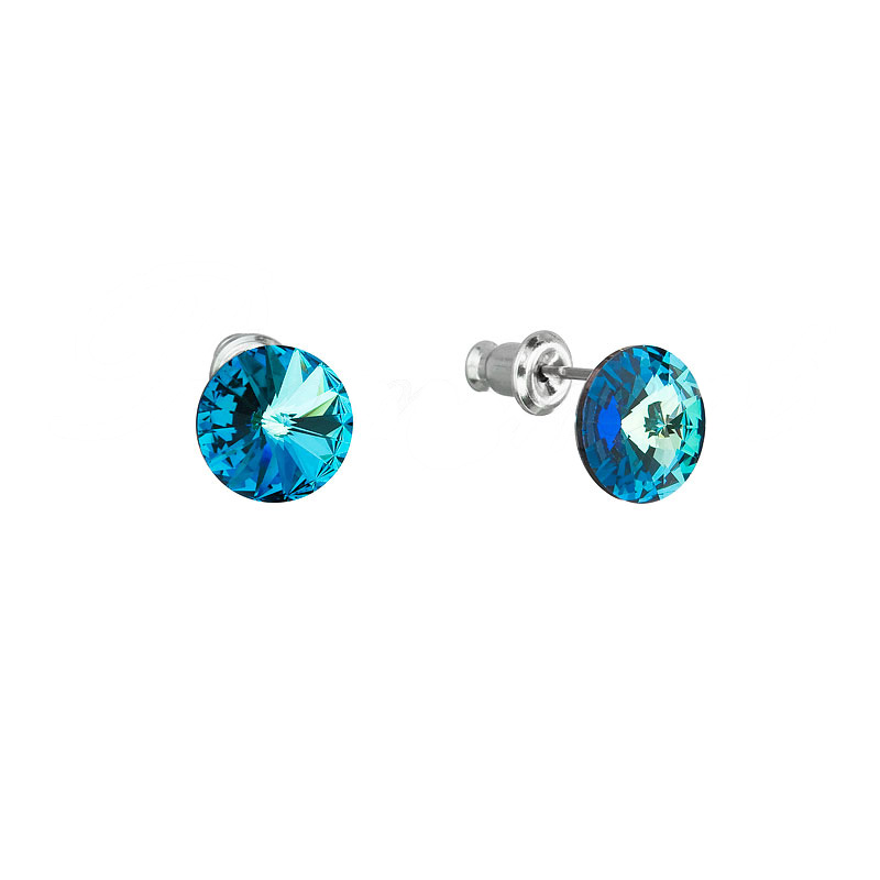 Náušnice Rivoli se Swarovski Elements Bermuda Blue 8 mm