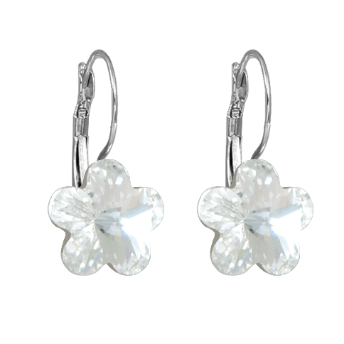 Náušnice Swarovski Elements květinka, visací, bílé