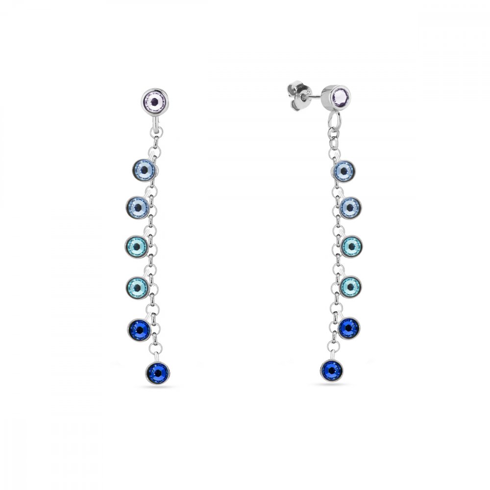 Levně Náušnice modré se Swarovski Elements Milipedo KCROLO2038CB Capri Blue