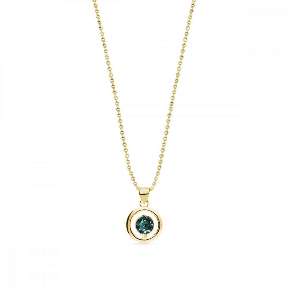 Náhrdelník zelený se Swarovski Elements Punct Gold NCG1088SS18EM Emerald