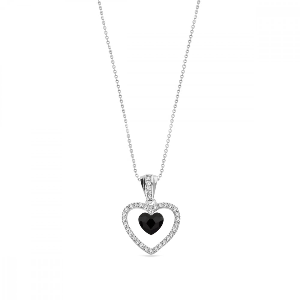 Levně Náhrdelník černý se Swarovski Elements Amour NCC28086J Jet
