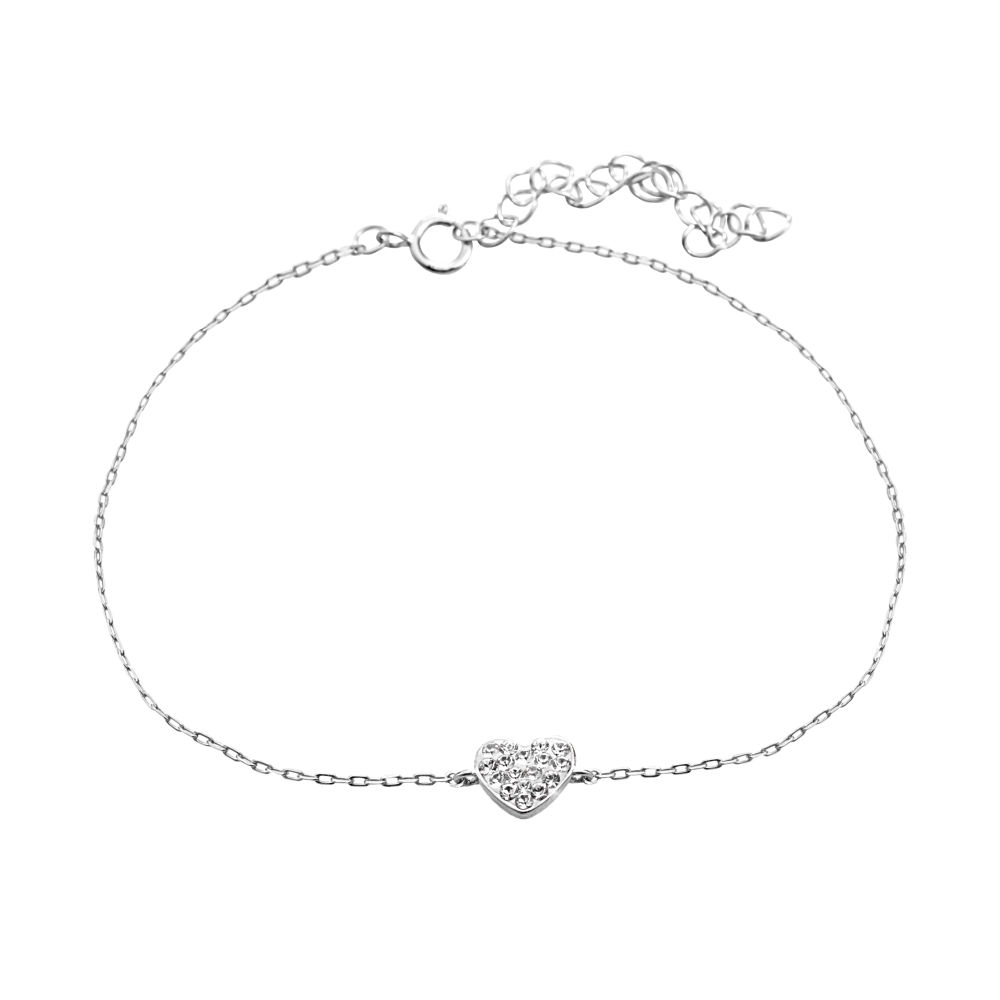 Náramek čirý se Swarovski Elements Srdce Krystal