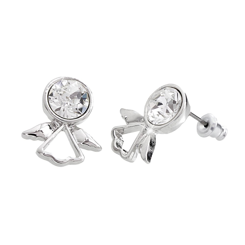 Náušnice čiré se Swarovski Elements Andílek Krystal