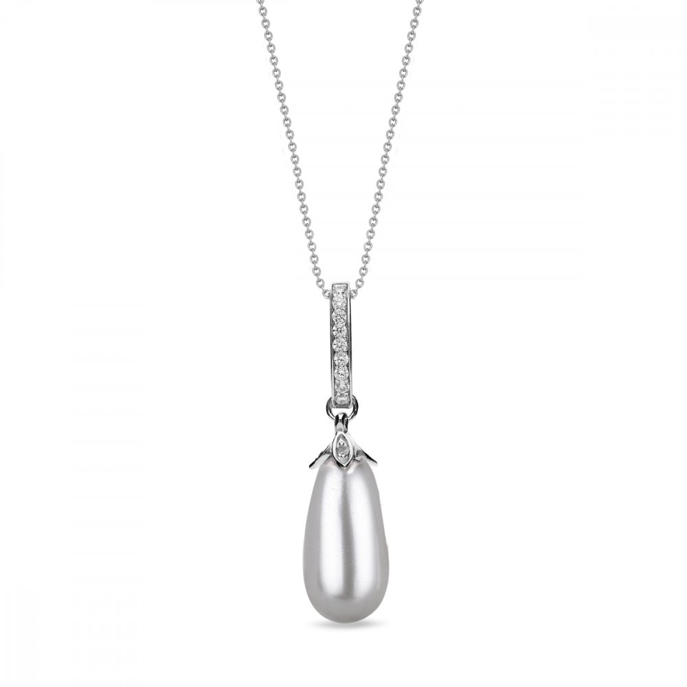 Náhrdelník se Swarovski Elements perla Light Grey