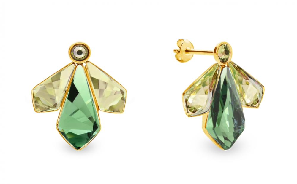 Náušnice zelené se Swarovski Elements Falena KDFG47313ERLG Erinite