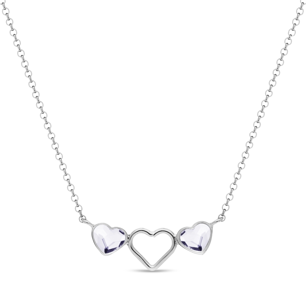 Náhrdelník čirý se Swarovski Elements Cuori N280862C Krystal L