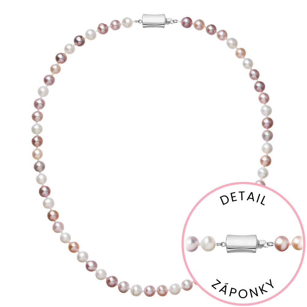 Perlový náhrdelník z říčních perel se zapínáním z bílého 14 karátového zlata 822004.3/9267B multi,Perlový náhrdelník z říčních perel se zapínáním z bí