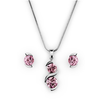 Souprava růžová se Swarovski Elements vlnka Light Rose