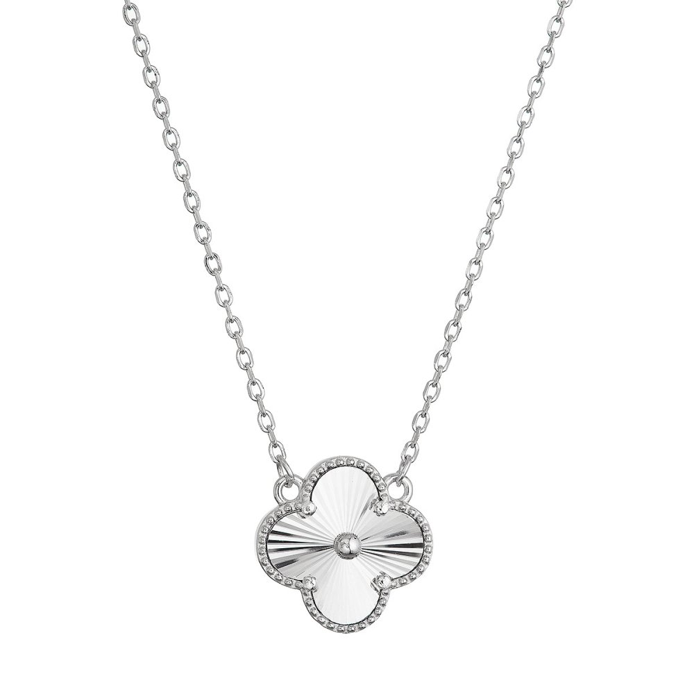 Stříbrný náhrdelník vzorovaný čtyřlístek 62045