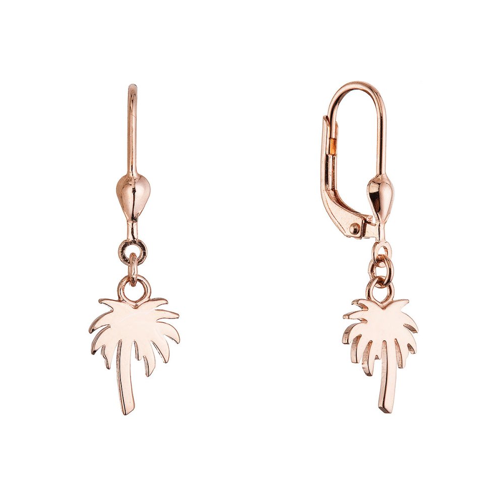 Pozlacené stříbrné náušnice palmy 61131 rose gold