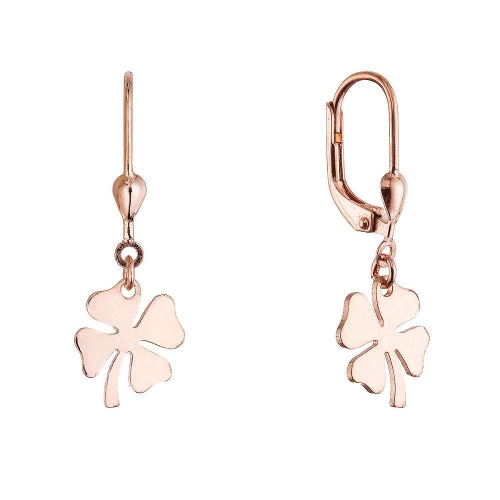 Levně Pozlacené stříbrné náušnice čtyřlístky 61132 rose gold