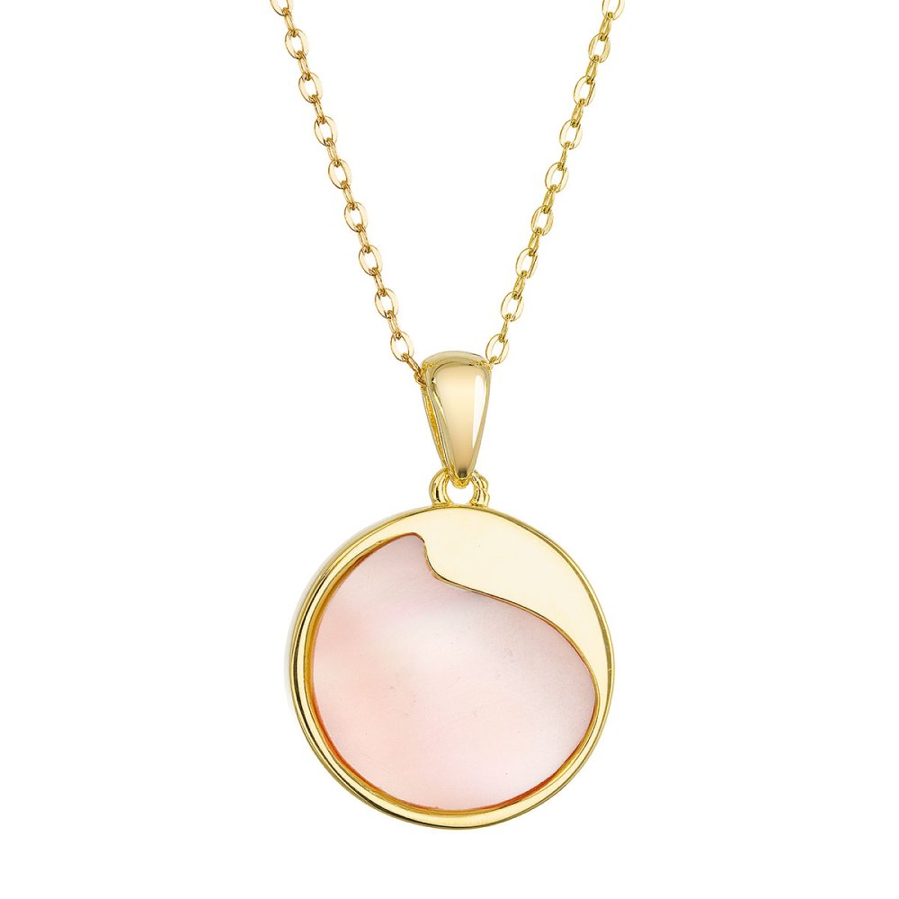 Pozlacený náhrdelník s růžovou perletí 12167.3