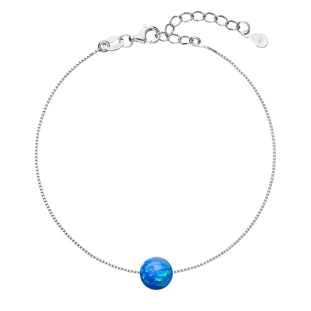 Stříbrný náramek se syntetickým opálem modrý kulatý 13019.3 Blue s. Opal
