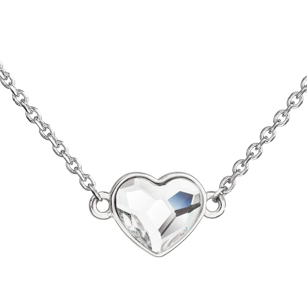 Stříbrný náhrdelník s krystalem Swarovski bílé srdce 32061.1 Krystal