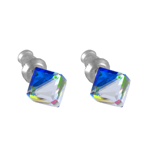 Náušnice se Swarovski Elements kostka Vitrail Medium 6 mm