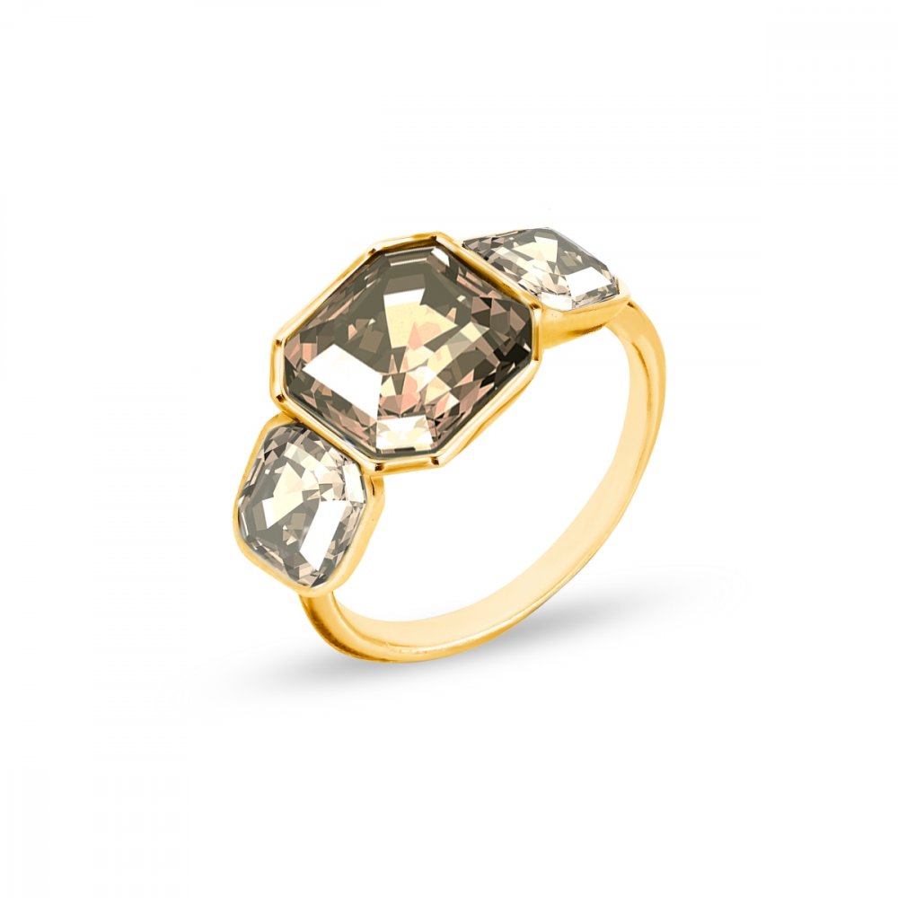 Prsten hnědý se Swarovski Elements Imperial Trio PG44803LCTGS Light Colorado Topaz 56