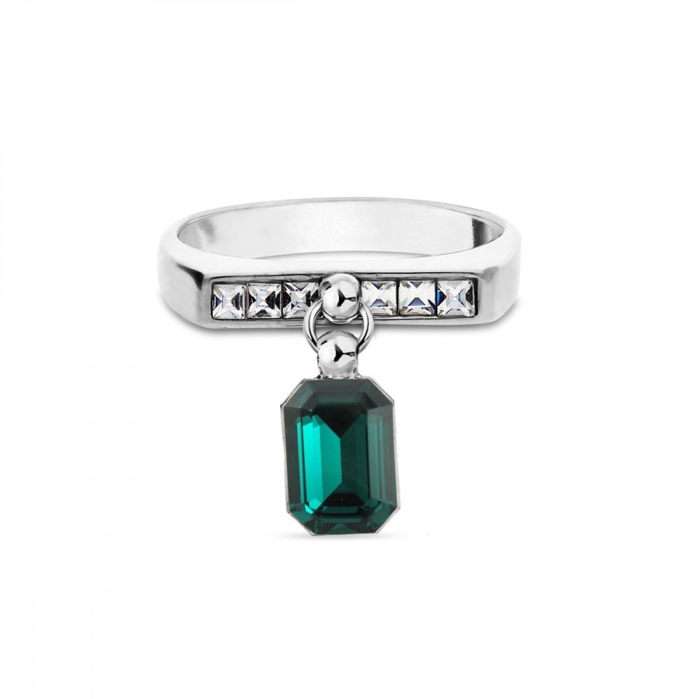 Levně Prsten zelený se Swarovski Elements Royal PKK26028EMC Emerald 52