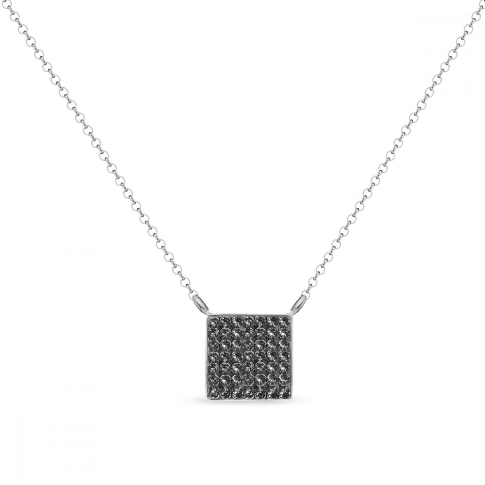 Levně Náhrdelník šedý se Swarovski Elements Kingdom NNFM7SN Silver Night
