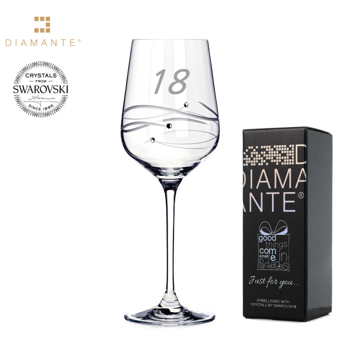 Levně Sklenice na víno se Swarovski Elements 450 ml číslo "18"
