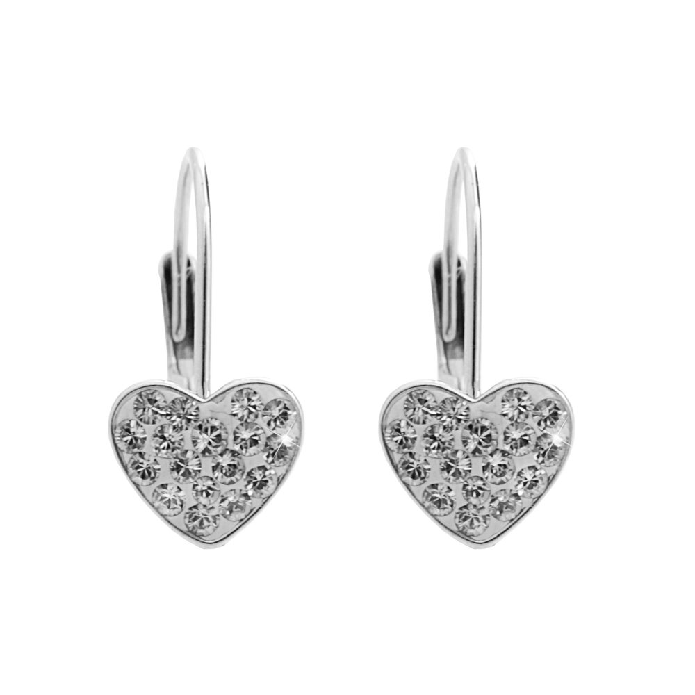 Stříbrné náušnice se Swarovski Elements srdce Krystal