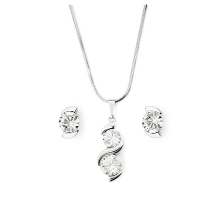 Souprava bílá se Swarovski Elements vlnka Krystal