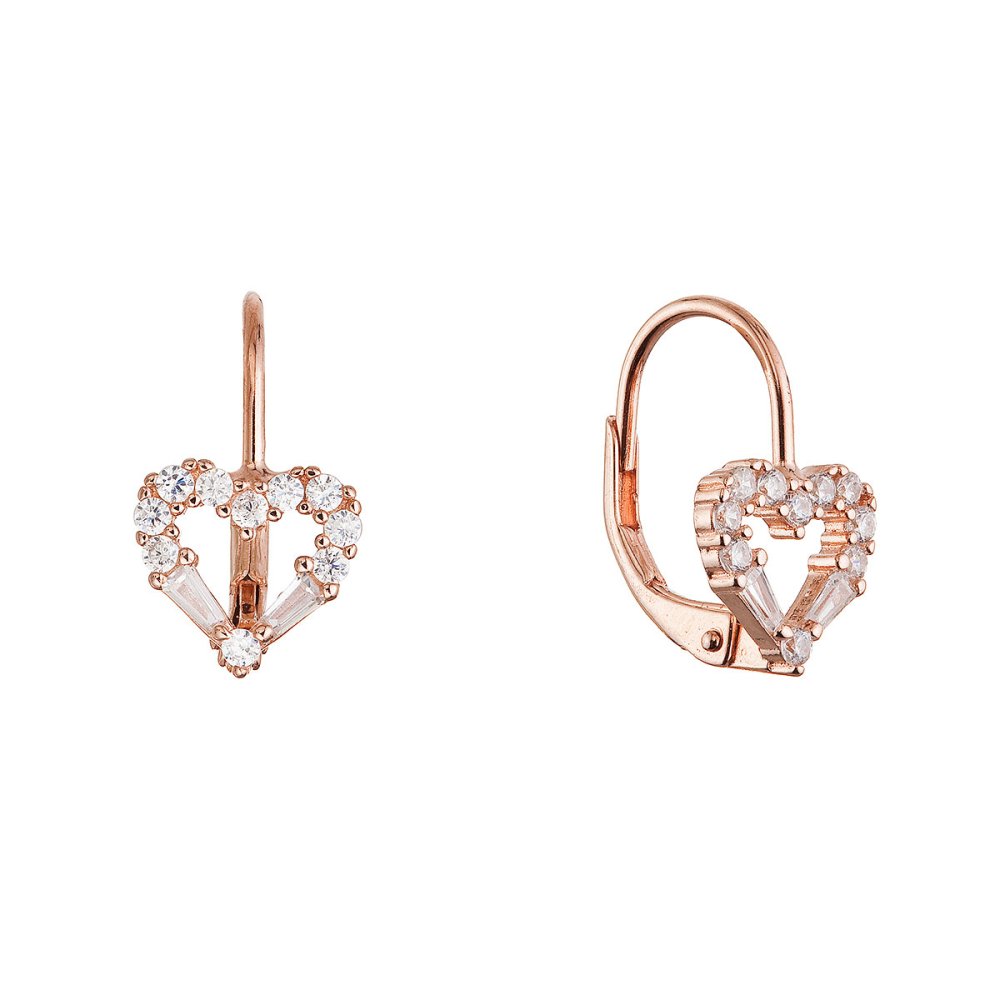 Levně Pozlacené stříbrné náušnice srdce 11717.1 rose gold