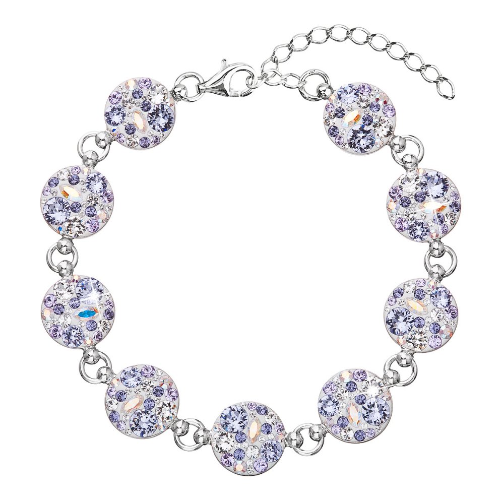 Levně Stříbrný náramek se Swarovski krystaly fialový 33048.3 Violet
