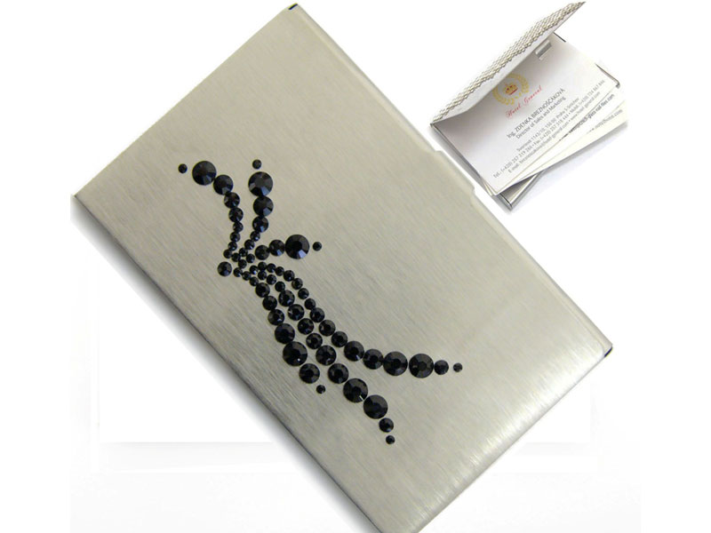 Levně Vizitkář se Swarovski Elements, motiv vlnka Jet