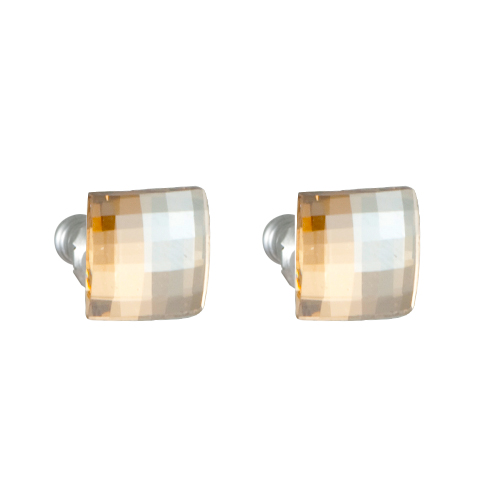 Náušnice Swarovski elements diskočtverec zlaté EMB 3.3, pecky