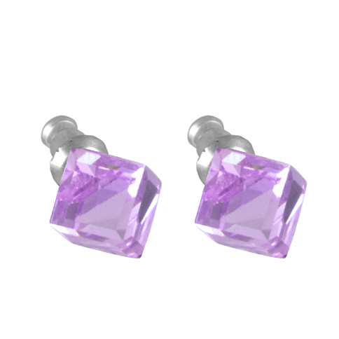 Náušnice Swarovski Elements kostka 713887, 8mm, violet - fialová