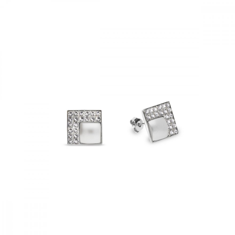 Náušnice čiré se Swarovski Elements Luster Studs KFM2408CW Krystal + Bílá
