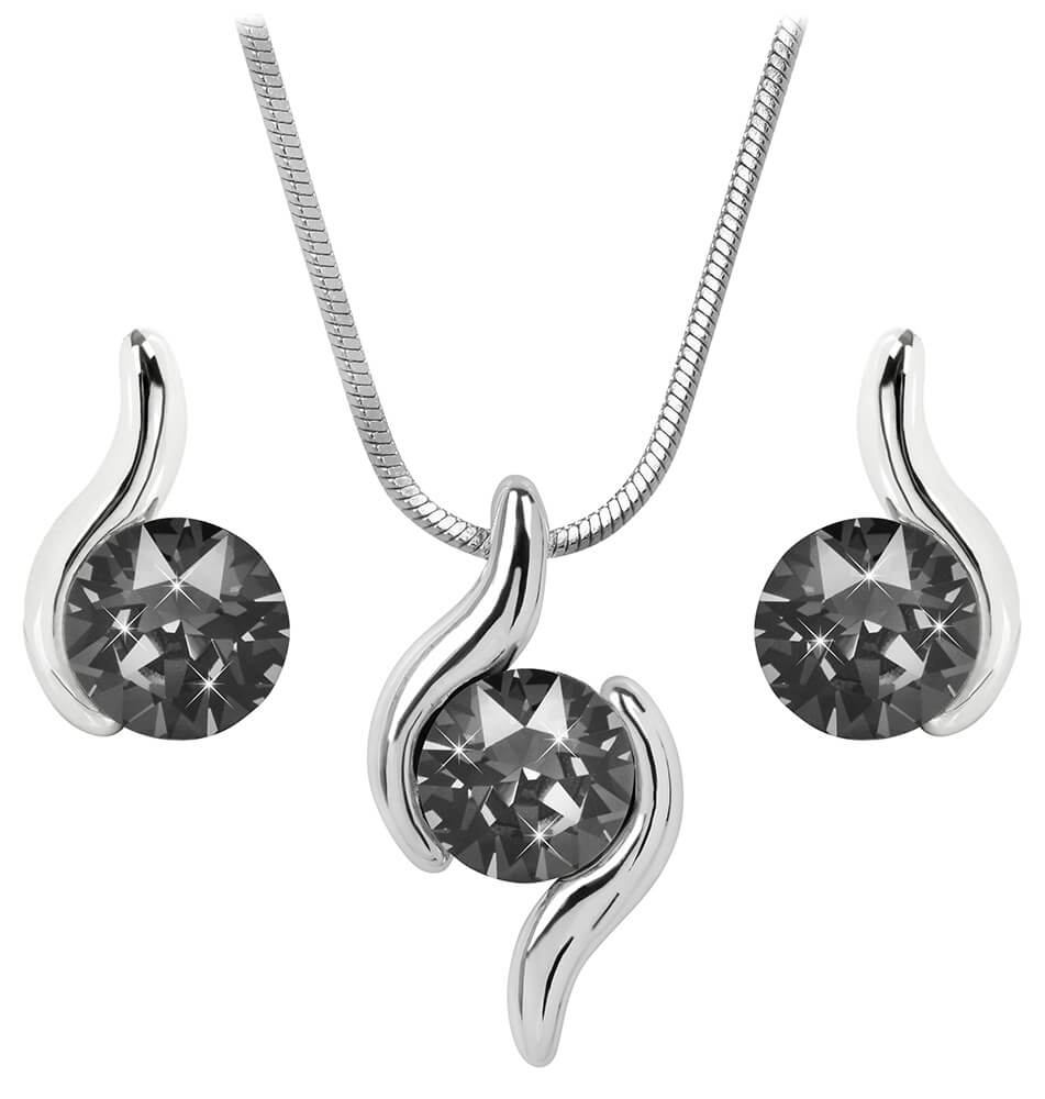 Souprava se Swarovski Elements vlnka stříbrno šedá Silver Night