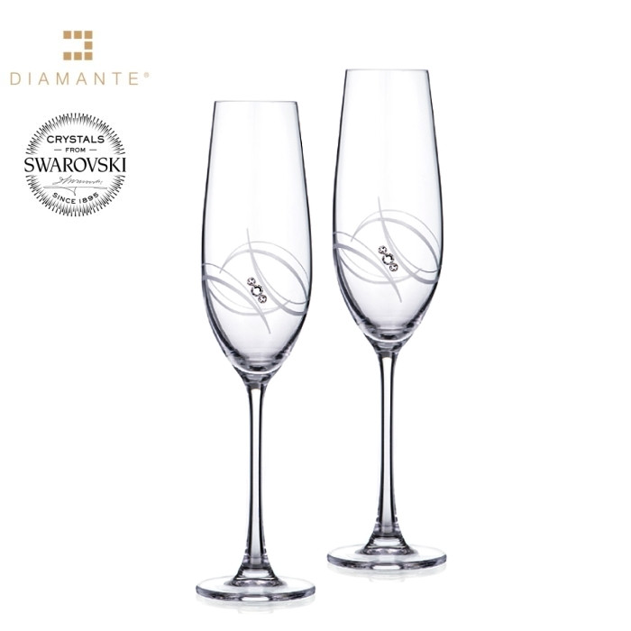 Levně Sklenice flétny na sekt se Swarovski Elements Atlantis 260 ml balení 2 ks