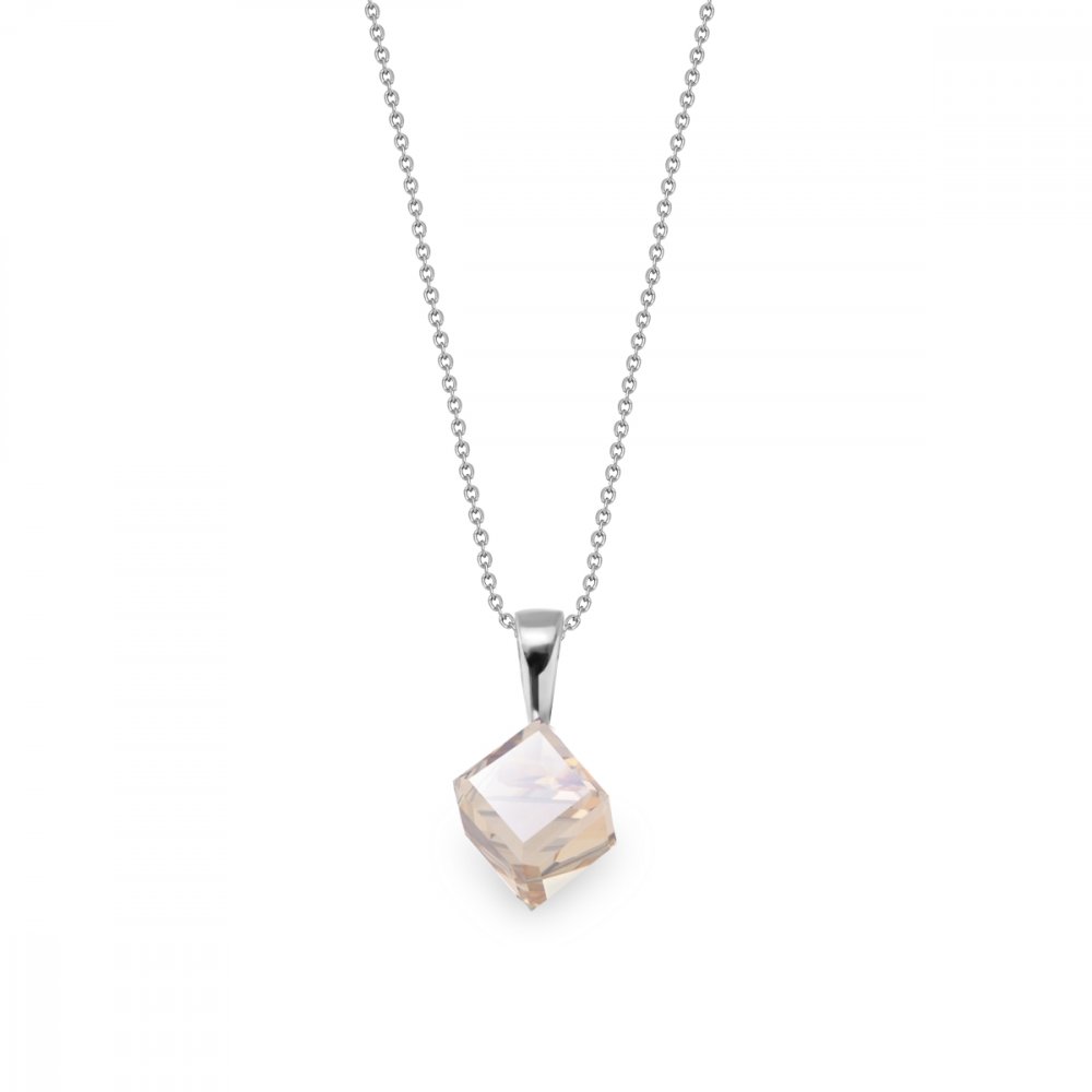 Levně Náhrdelník se Swarovski Elements kostka Gold Shadow 6 mm