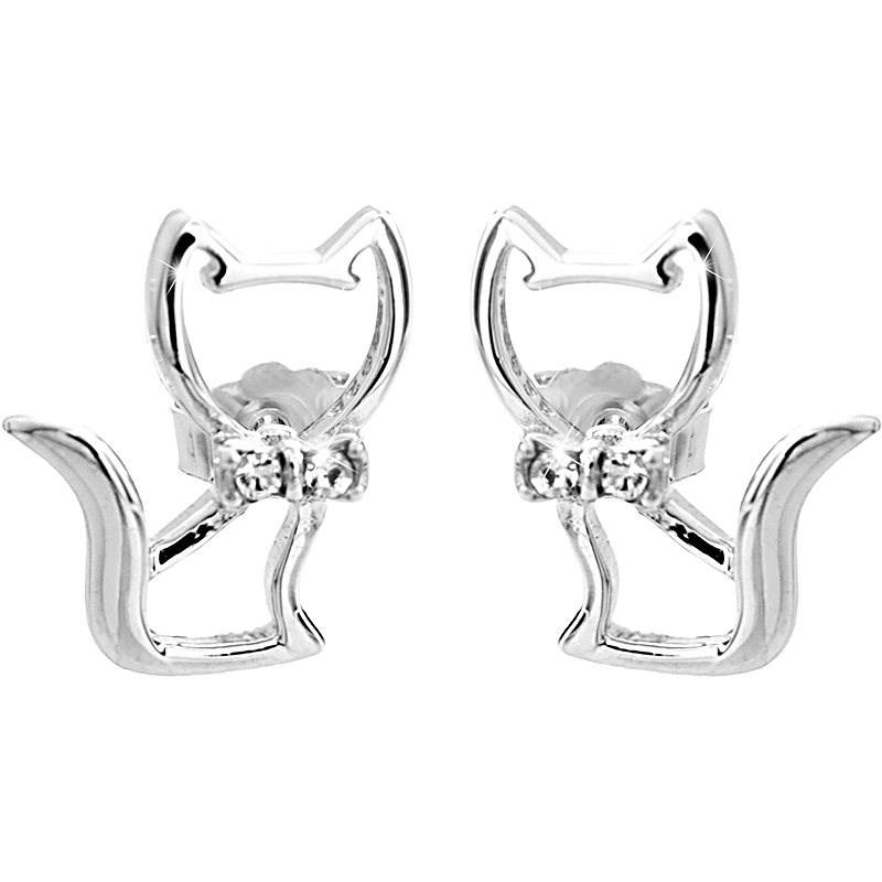 Náušnice čiré se Swarovski Elements Kočka Krystal