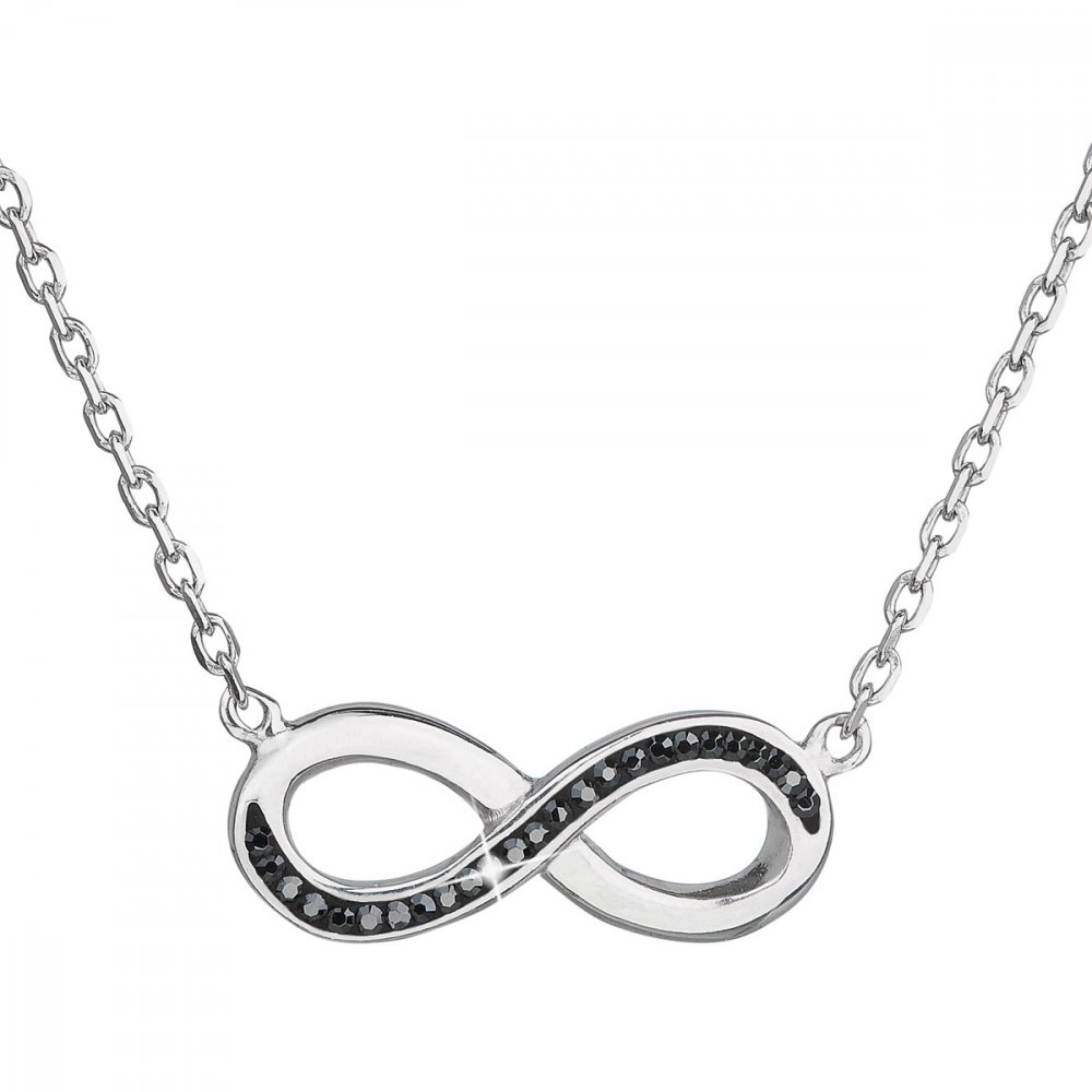 Stříbrný náhrdelník s krystaly Swarovski černé infinity, nekonečno 32023.5 Hematite