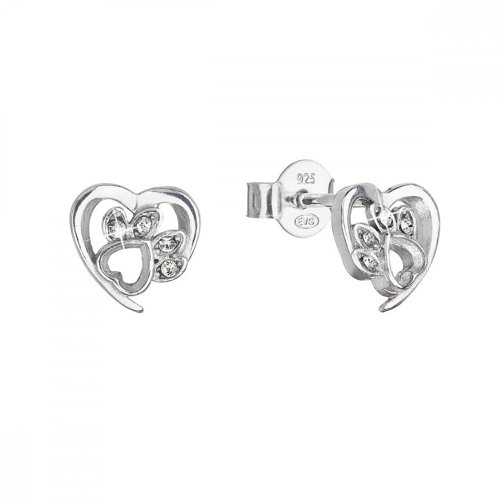 Stříbrné náušnice pecky s křišťály Preciosa psí tlapky 31307.1