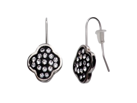 Visací náušnice se Swarovski Elements květ Jet