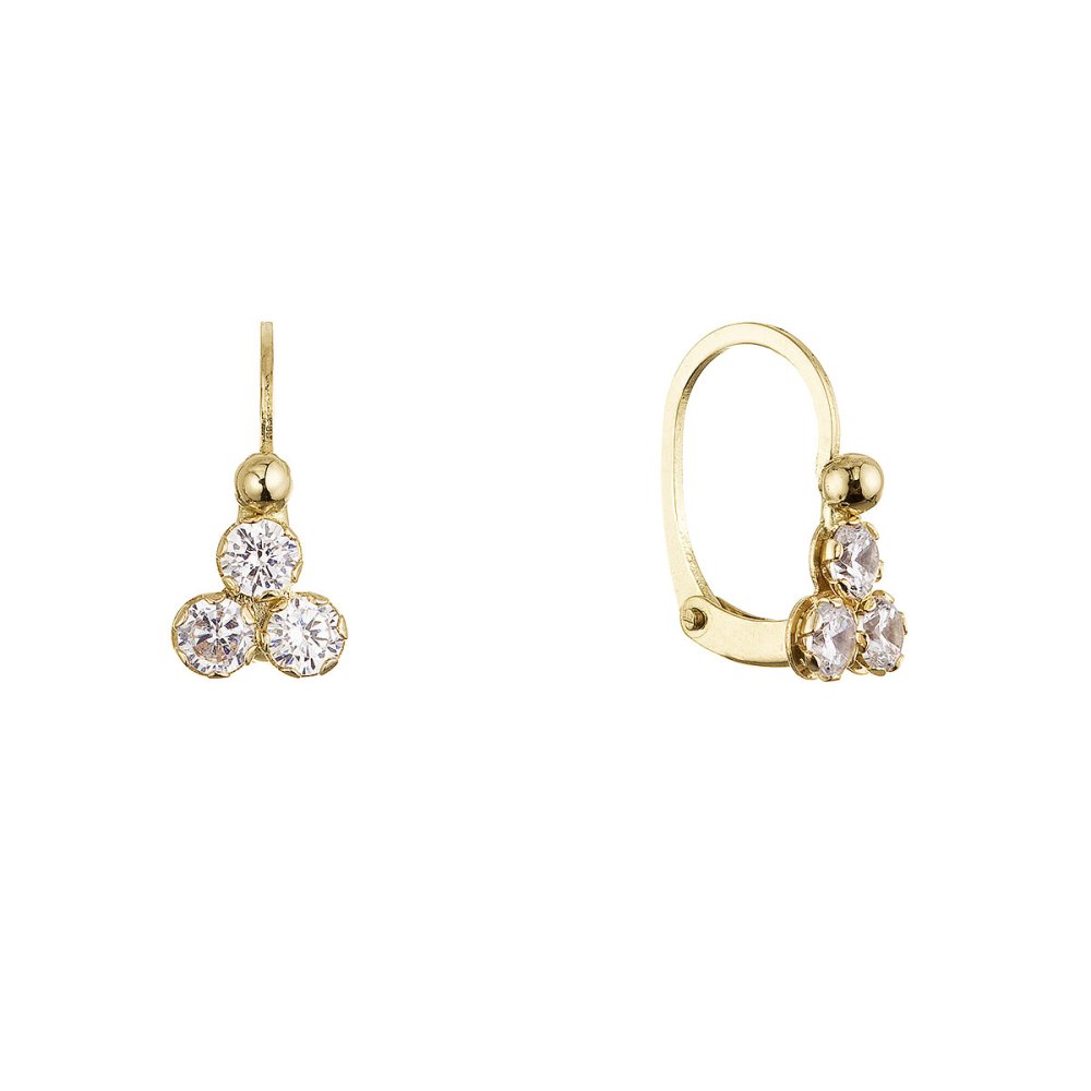 Zlaté 14 karátové náušnice se zirkony 91Z00070