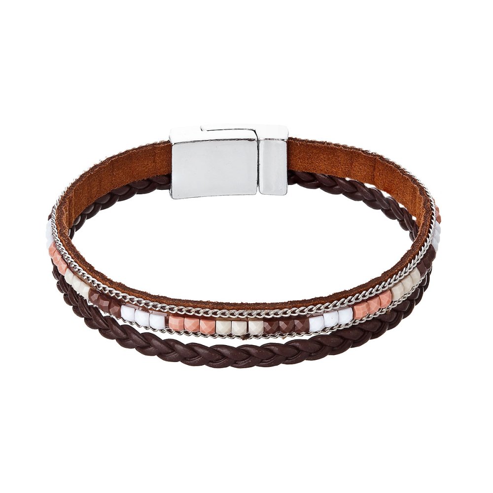 Levně Náramek hnědý textilní 53009.3 brown