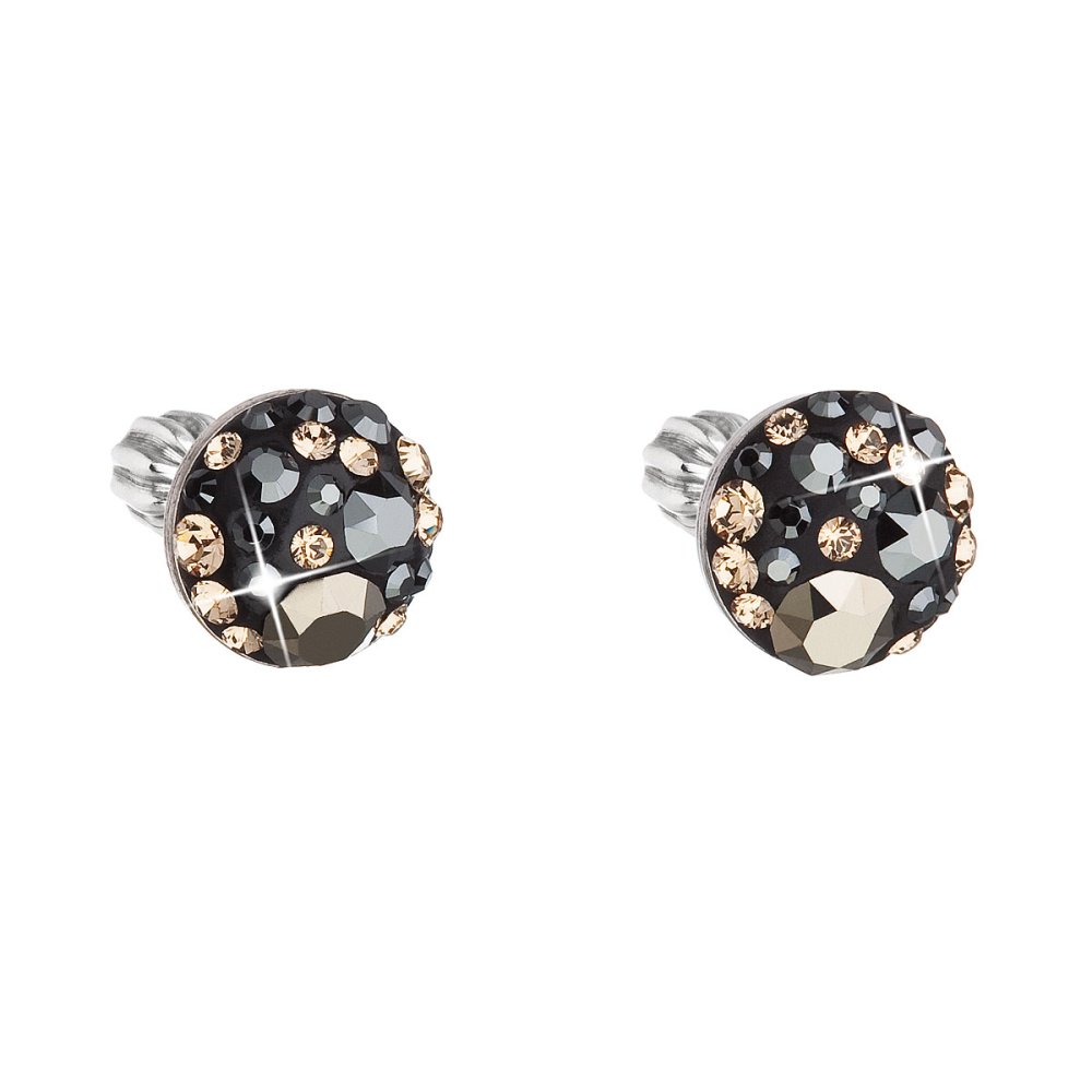 Levně Stříbrné náušnice pecka s krystaly Swarovski mix barev kulaté 31336.4 Colorado