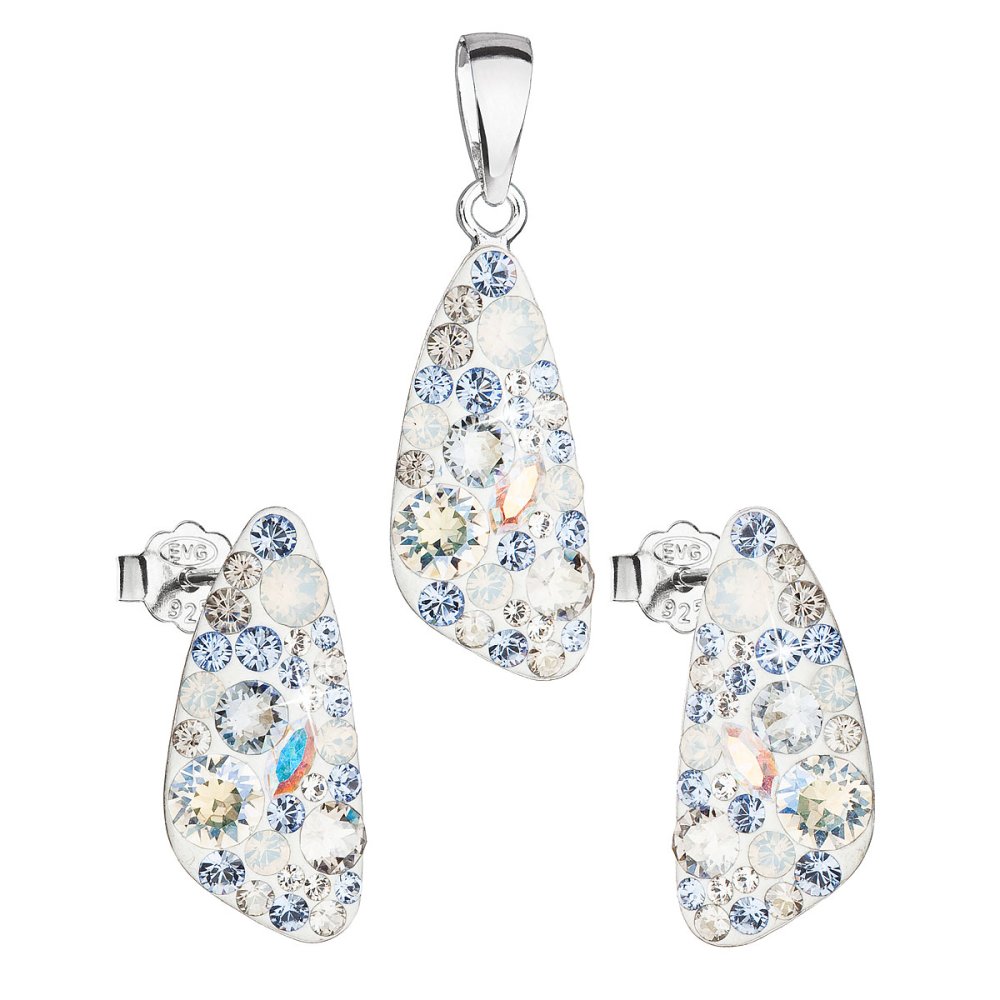 Levně Sada šperků s krystaly Swarovski náušnice a přívěsek modrý 39167.3 Light Sapphire