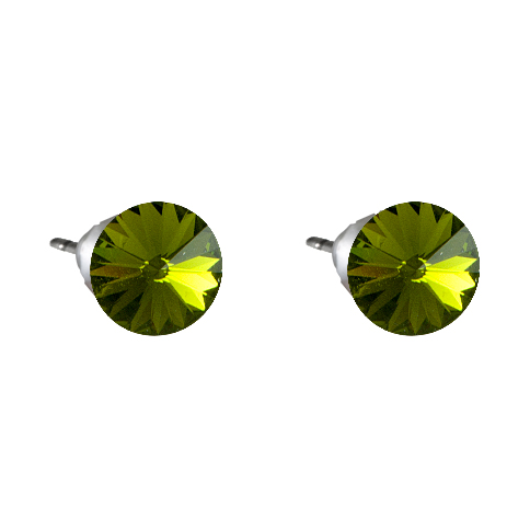 Náušnice tmavě zelené Rivoli se Swarovski Elements Olivine 8 mm