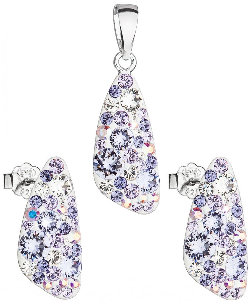 Sada šperků s krystaly Swarovski náušnice a přívěsek fialový 39167.3 Violet