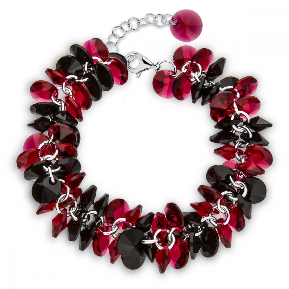 Náramek červeno-černý se Swarovski Elements Frou Frou BD6428SCJ Scarlet+Jet