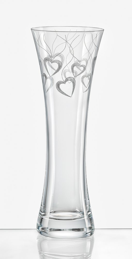 Skleněná váza srdce Love 19,5 cm