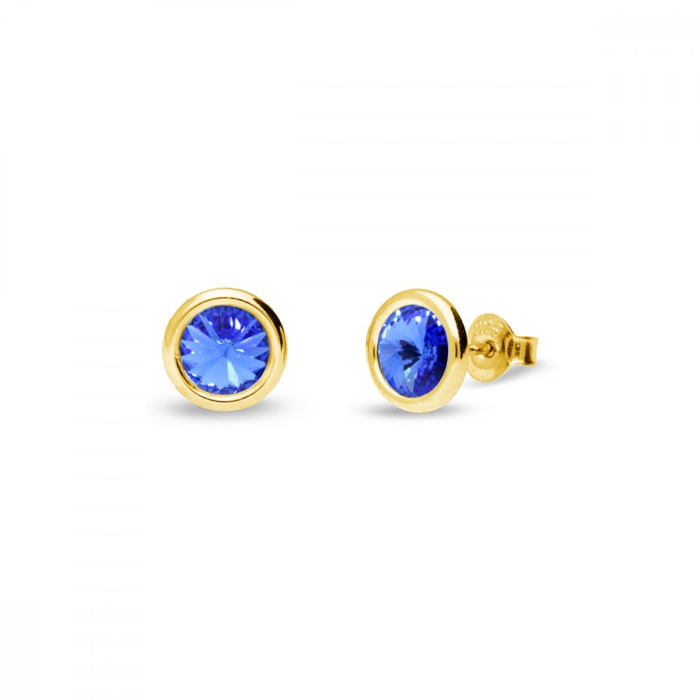 Levně Náušnice modré stříbrné pozlacené se Swarovski Elements Tiny Bonbon Studs KRG1122SS29SA Sapphire 6 mm