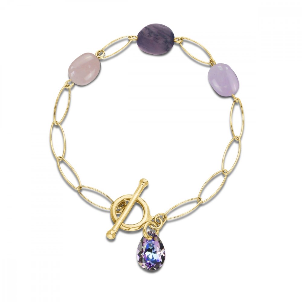 Stříbrný pozlacený náramek fialový Sassolino BG6433VL10MIX Vitrail Light