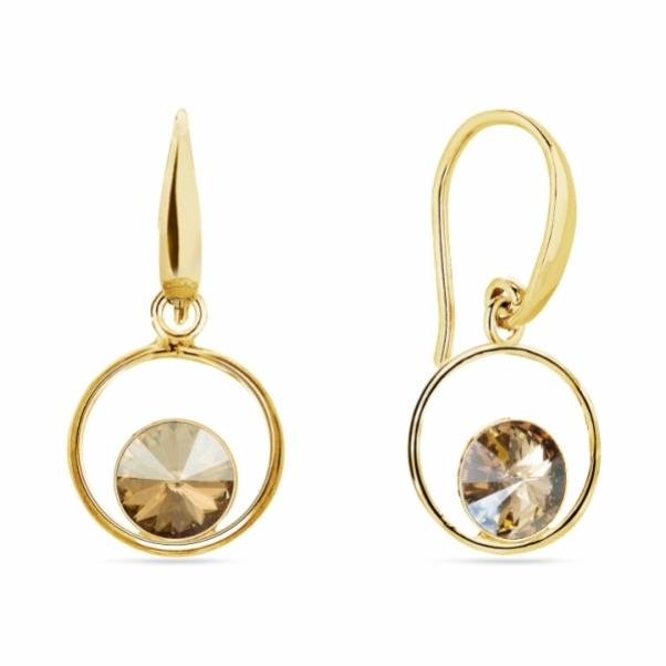 Náušnice zlaté se Swarovski Elements Fame KWOMG1122SS29GS Golden Shadow